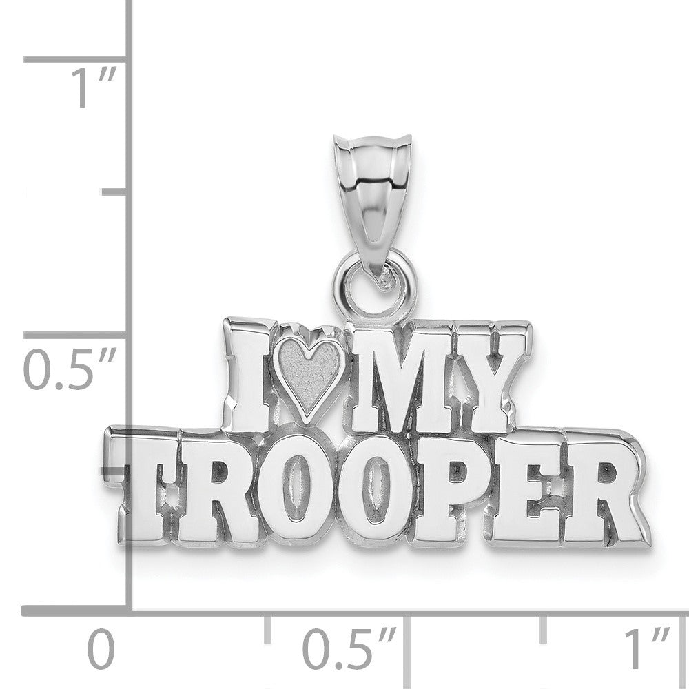 Sterling Silver Polished I Heart My Trooper Pendant