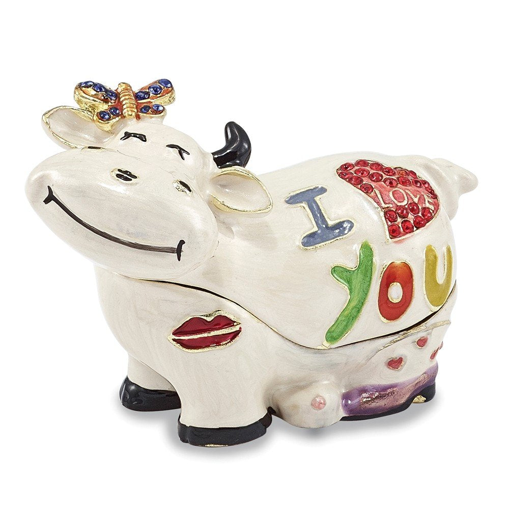 Pewter I Love You Cow Trinket Box