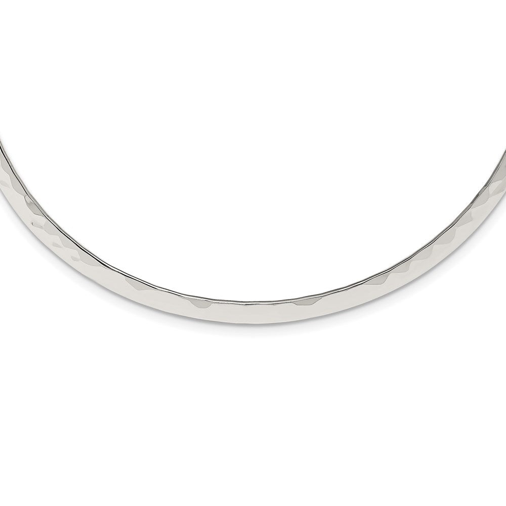 Sterling Silver Polished Hammered 6mm Neck Collar 14 Inches