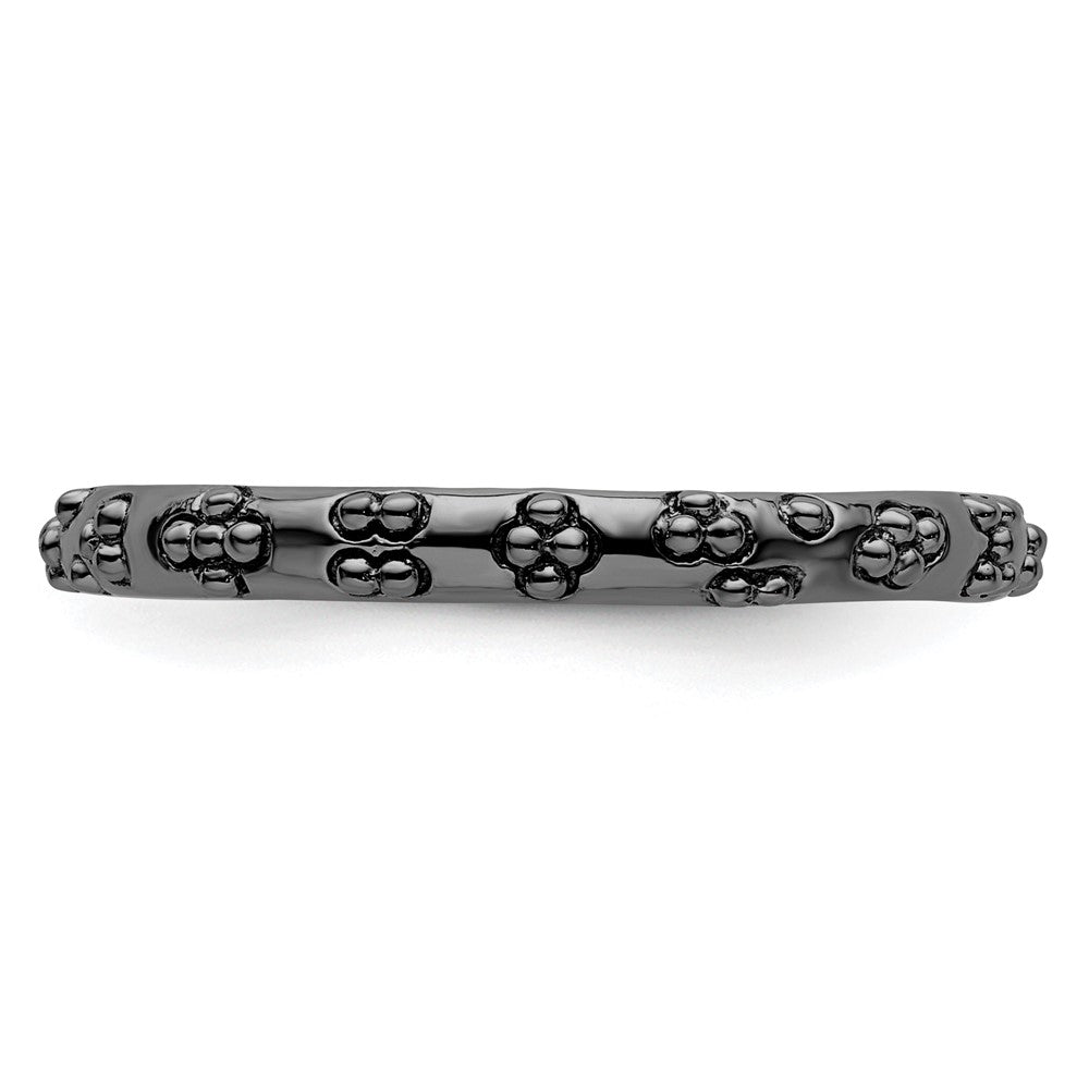 Sterling Silver Stackable Expressions Black-plated Textured Ring Size -8