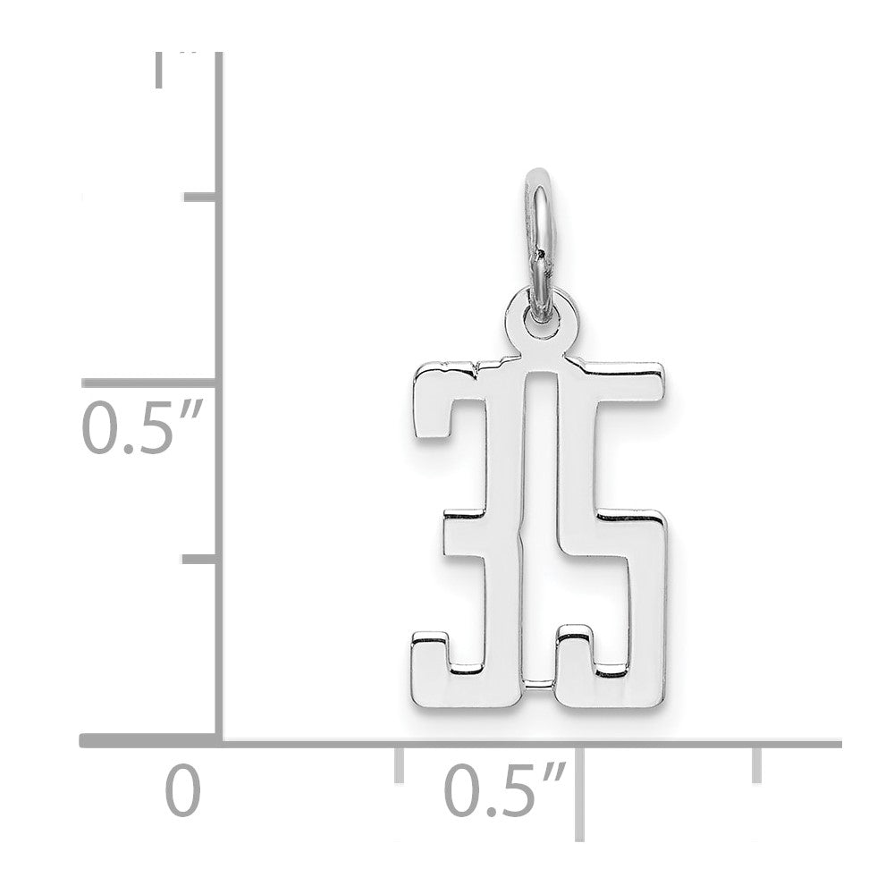 Sterling Silver/Rhodium-plated Elongated Number 35 Charm