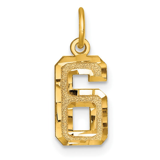10ky Casted Small Diamond-cut Number 6 Charm