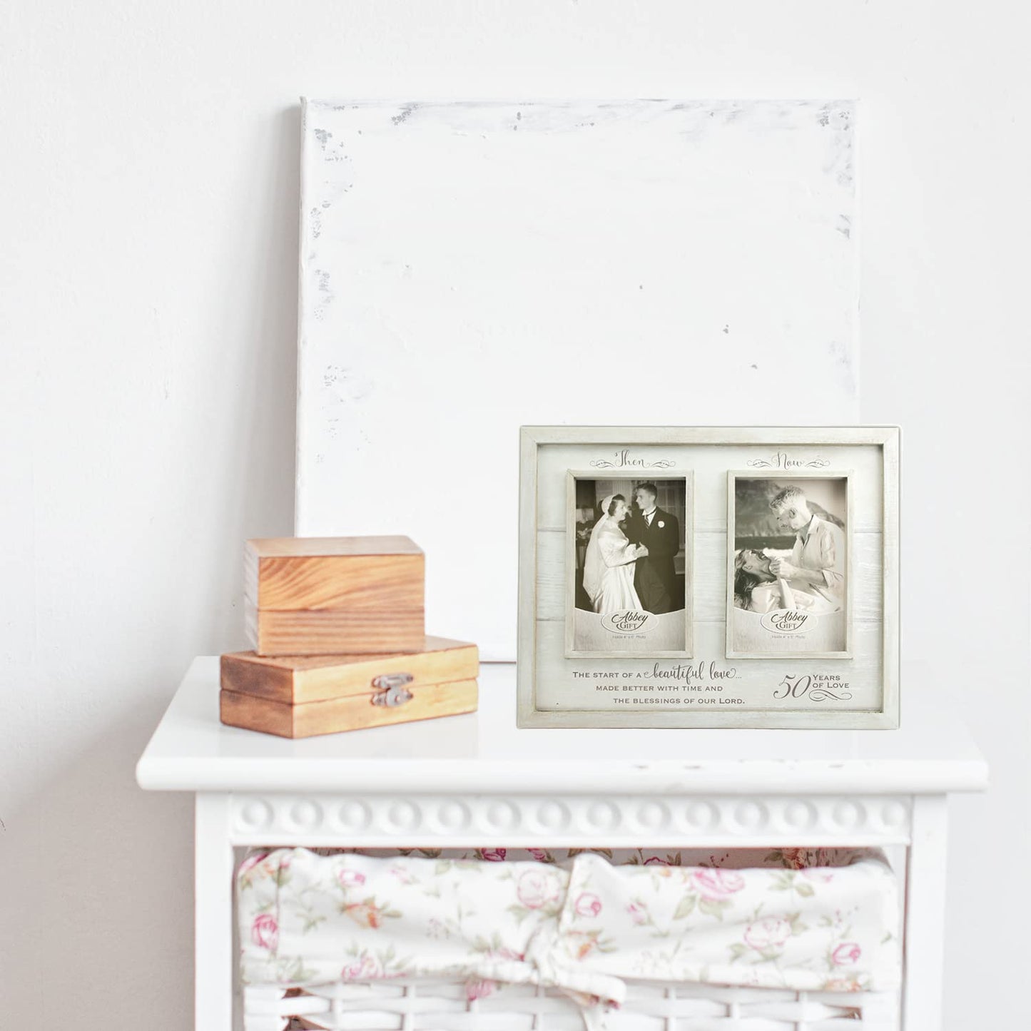Abbey Gift Then & Now 50Th Anniversary Wood Frame, 12" x 9.5", Multicolor