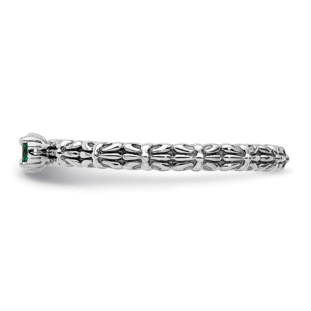 Sterling Silver Stackable Expressions Created Emerald Single Stone Ring Size -6