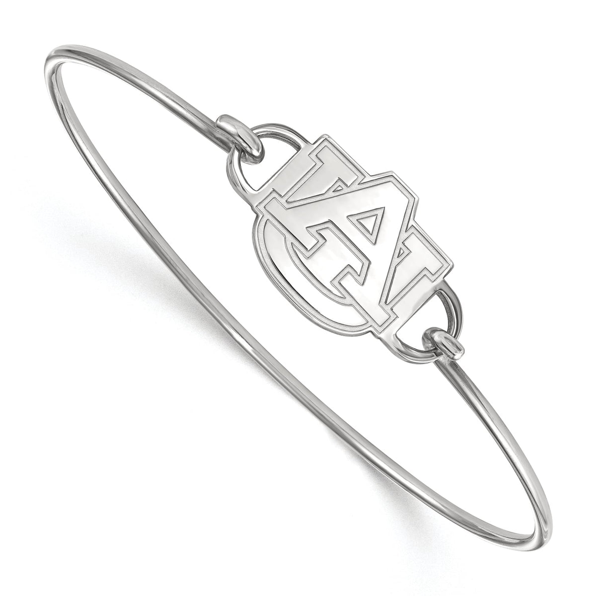 Sterling Silver 7in Official Licensed Collegiate Auburn University (AU) Small Ctr Wire Bangle