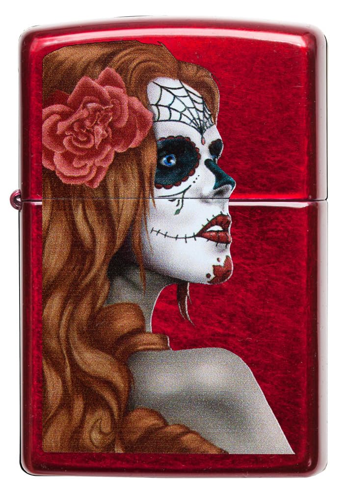 Zippo Day of The Dead Girl Candy Apple Red Pocket Lighter