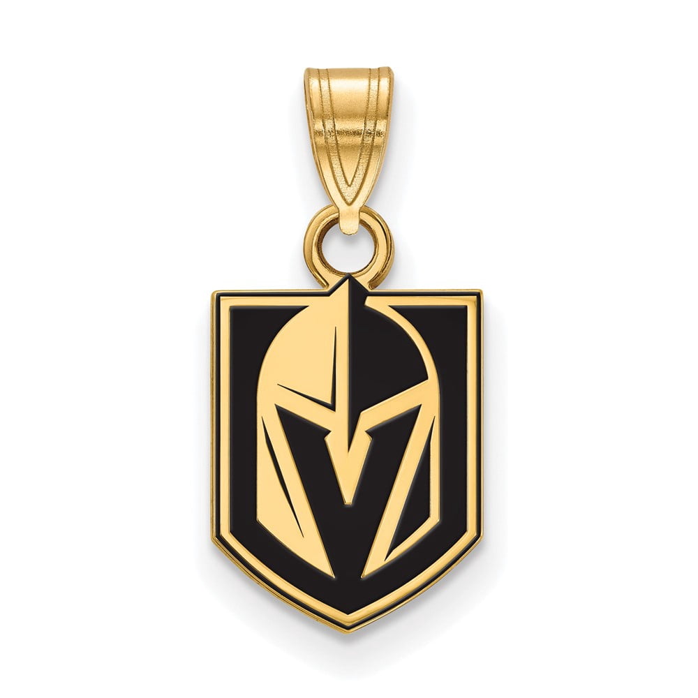 Sterling Silver Gold-plated NHL LogoArt NHL Vegas Golden Knights Small Enameled Pendant Q-GP020VGK
