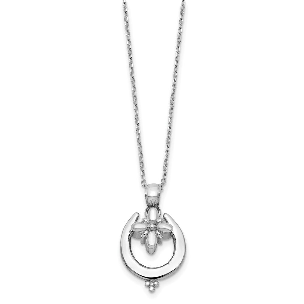 Sterling Silver Rhodium-plated Horseshoe Ash Holder 18in Necklace 18 Inches