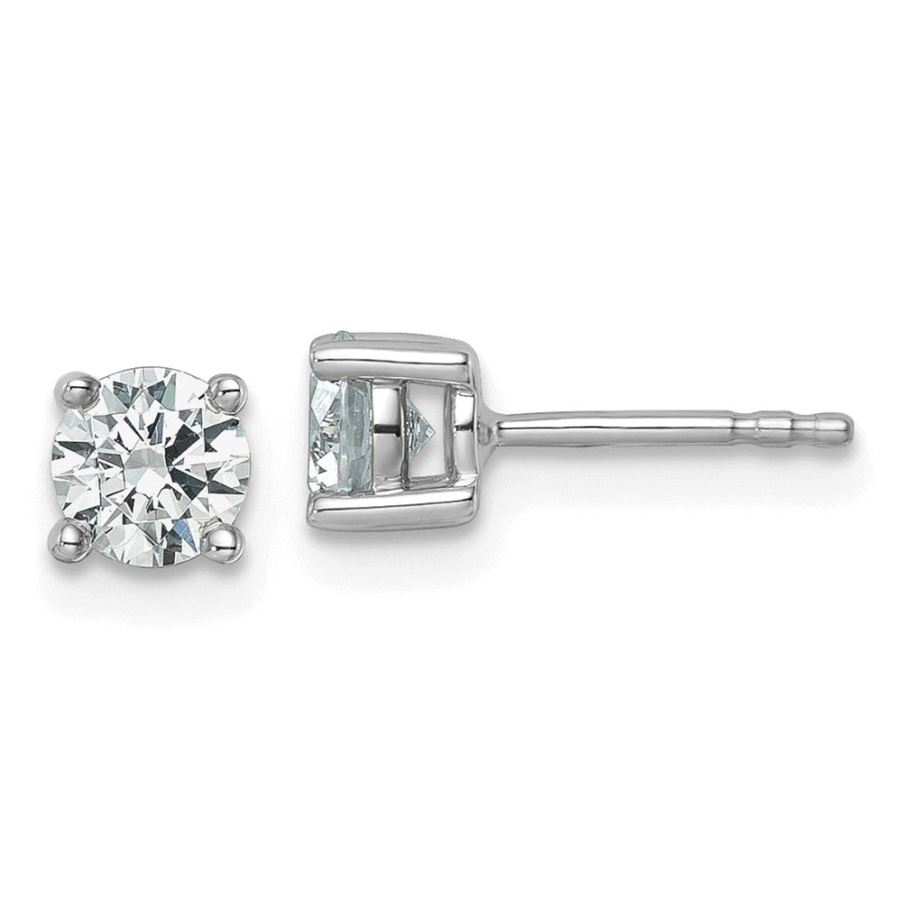 14k White Gold 7/8 ctw Lab Grown Diamond VS/SI+ G+ Round 4 Prong Heavy Wt. Stud Earrings