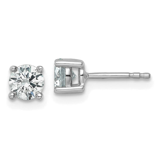 14k White Gold 7/8 ctw Lab Grown Diamond VS/SI+ G+ Round 4 Prong Heavy Wt. Stud Earrings