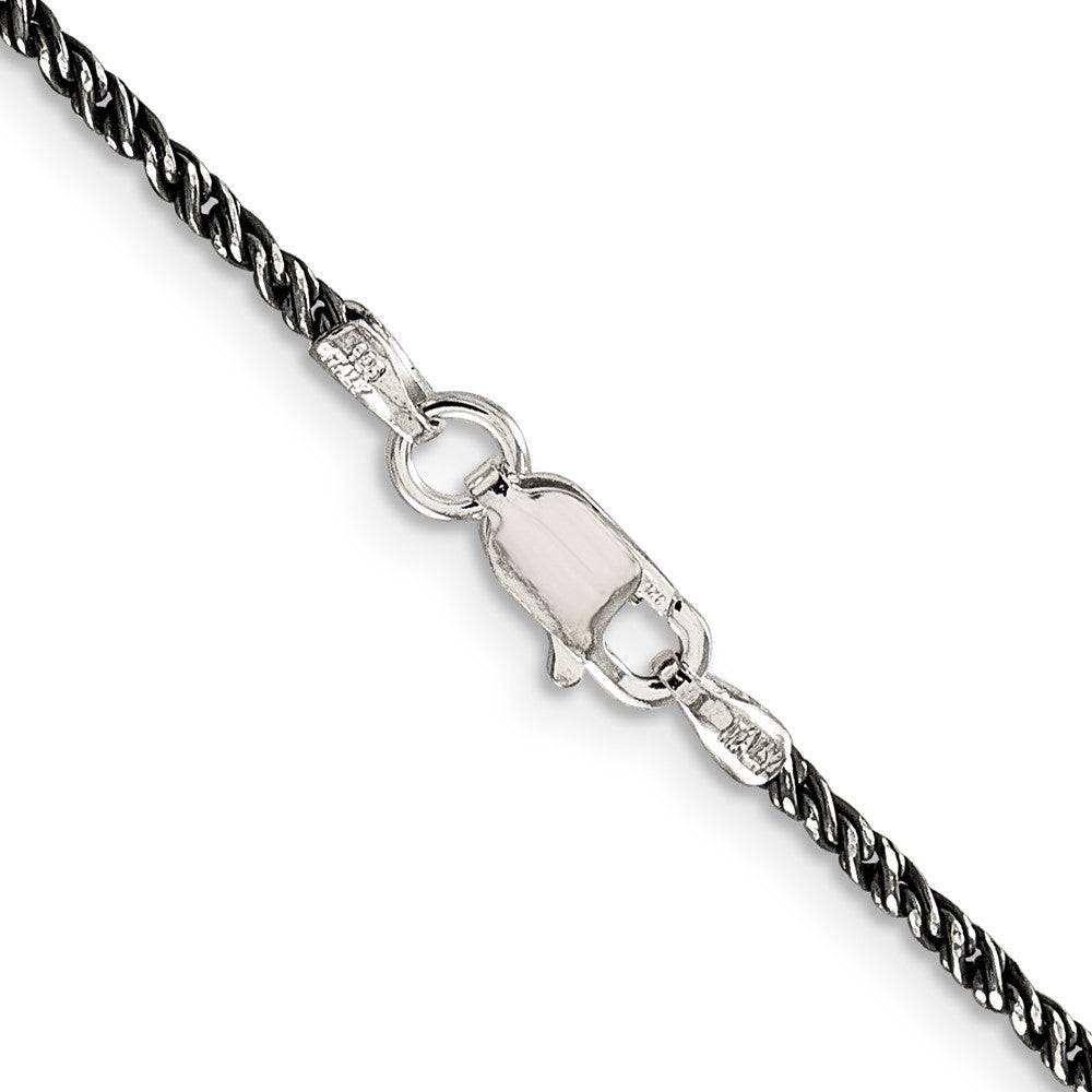 Sterling Silver Ruthenium-plated 1.7mm Twisted Tight Wheat Chain 24 Inches