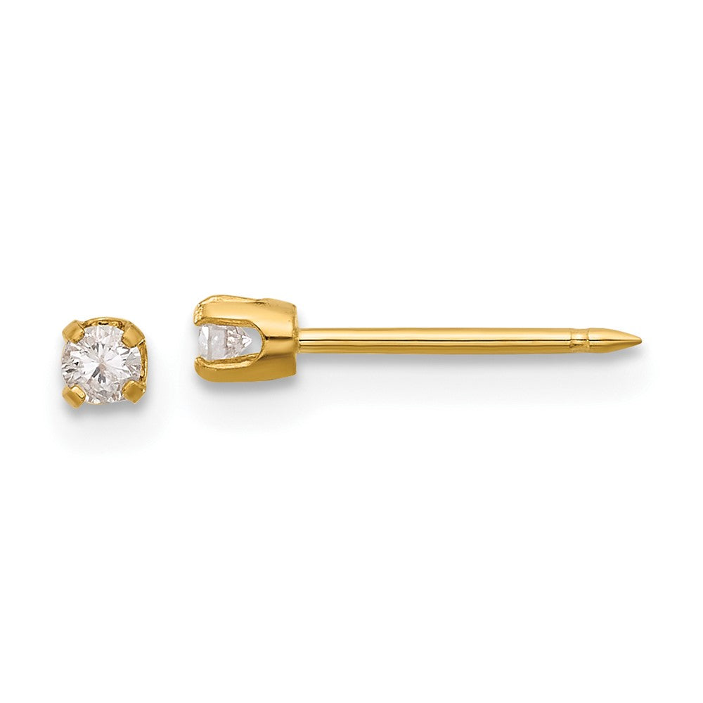 Inverness 14K Gold Polished 2.5mm .10ct Diamond Stud Post Piercing Earrings