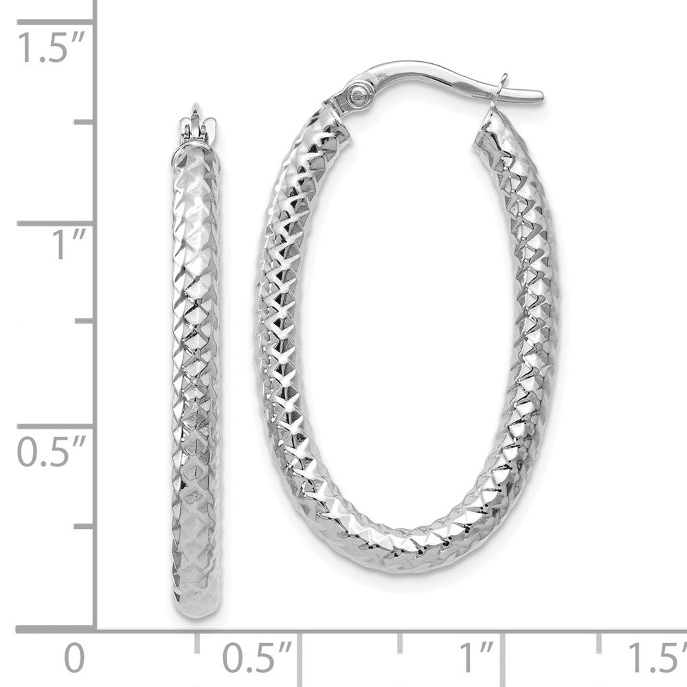 14K ForeverLite White Gold Polished and Textured Earrings