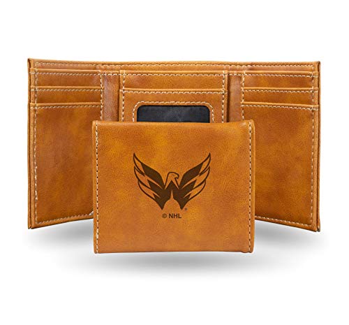 Hockey Rico Industries Washington Capitals Brown Laser Engraved Trifold Laser Engraved Tri-Fold Wallet - Men's Accessory