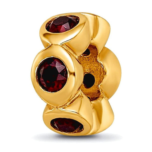 Sterling Silver Gold-plated Reflections June Red Preciosa Crystal Bead