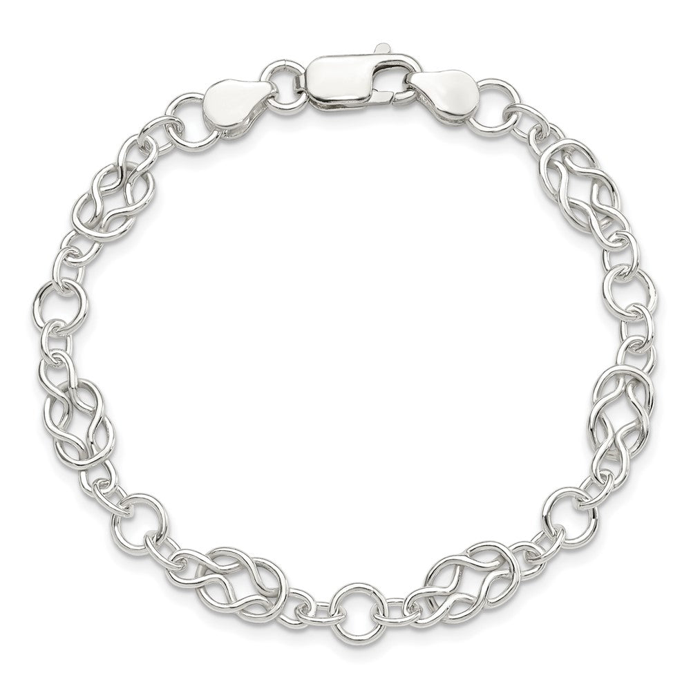 Sterling Silver 7.5inch Polished Fancy Knot-Link Bracelet 7.5 inches