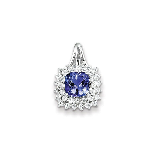 Sterling Silver White Topaz & Tanzanite Square Pendant
