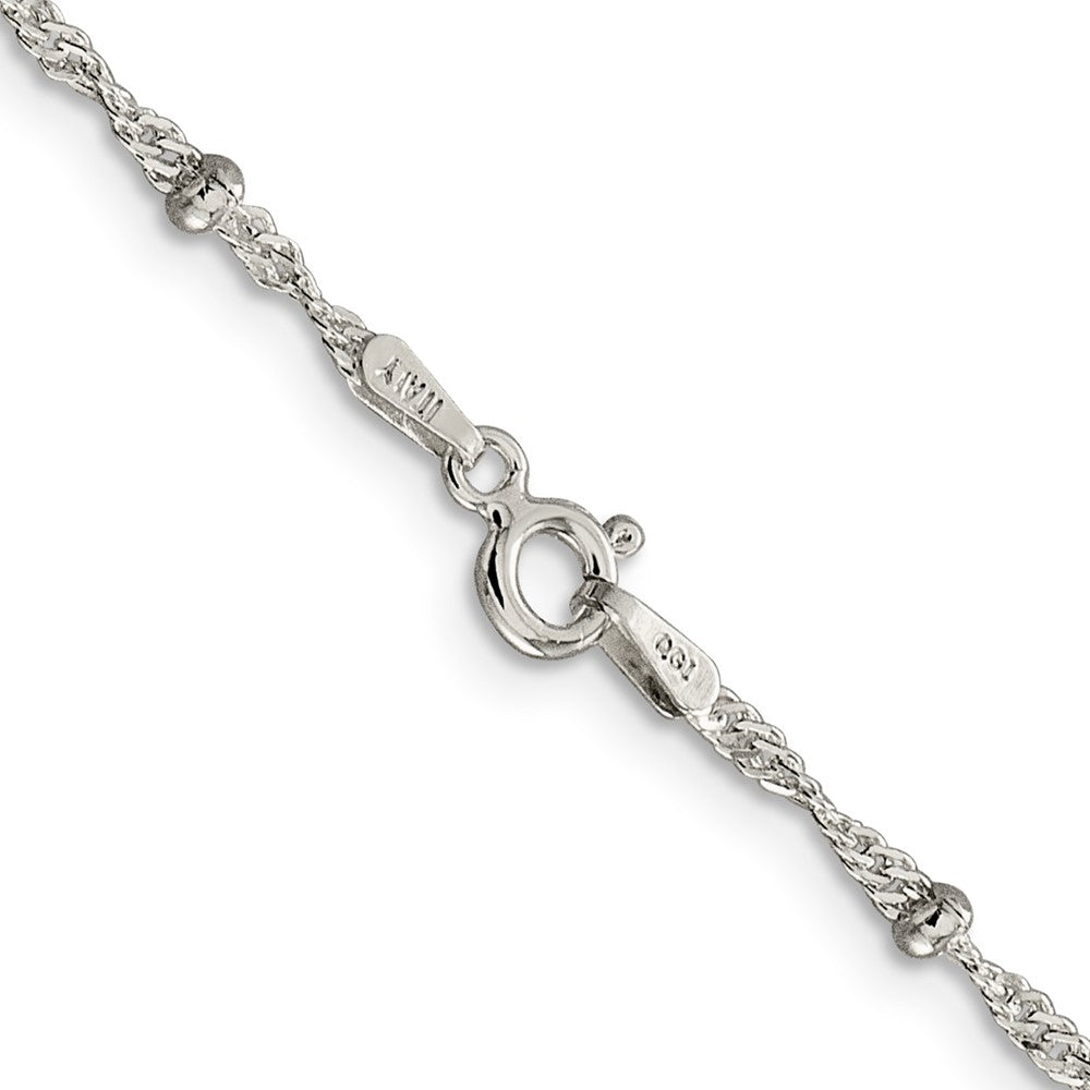 Sterling Silver 2.5mm Singapore w/ Beads Chain 18 Inches
