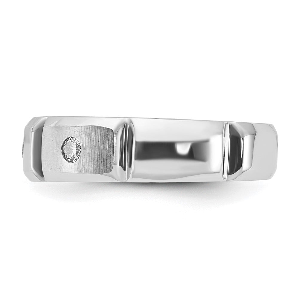 10K White Gold Polished & Brushed Ridged Diamond Band