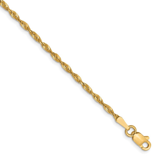 10K 1.8mm Diamond-Cut Lightweight Rope Chain 8  inches