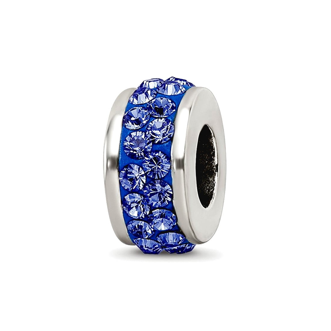 Sterling Silver Reflections Blue Double Row Preciosa Crystal Bead