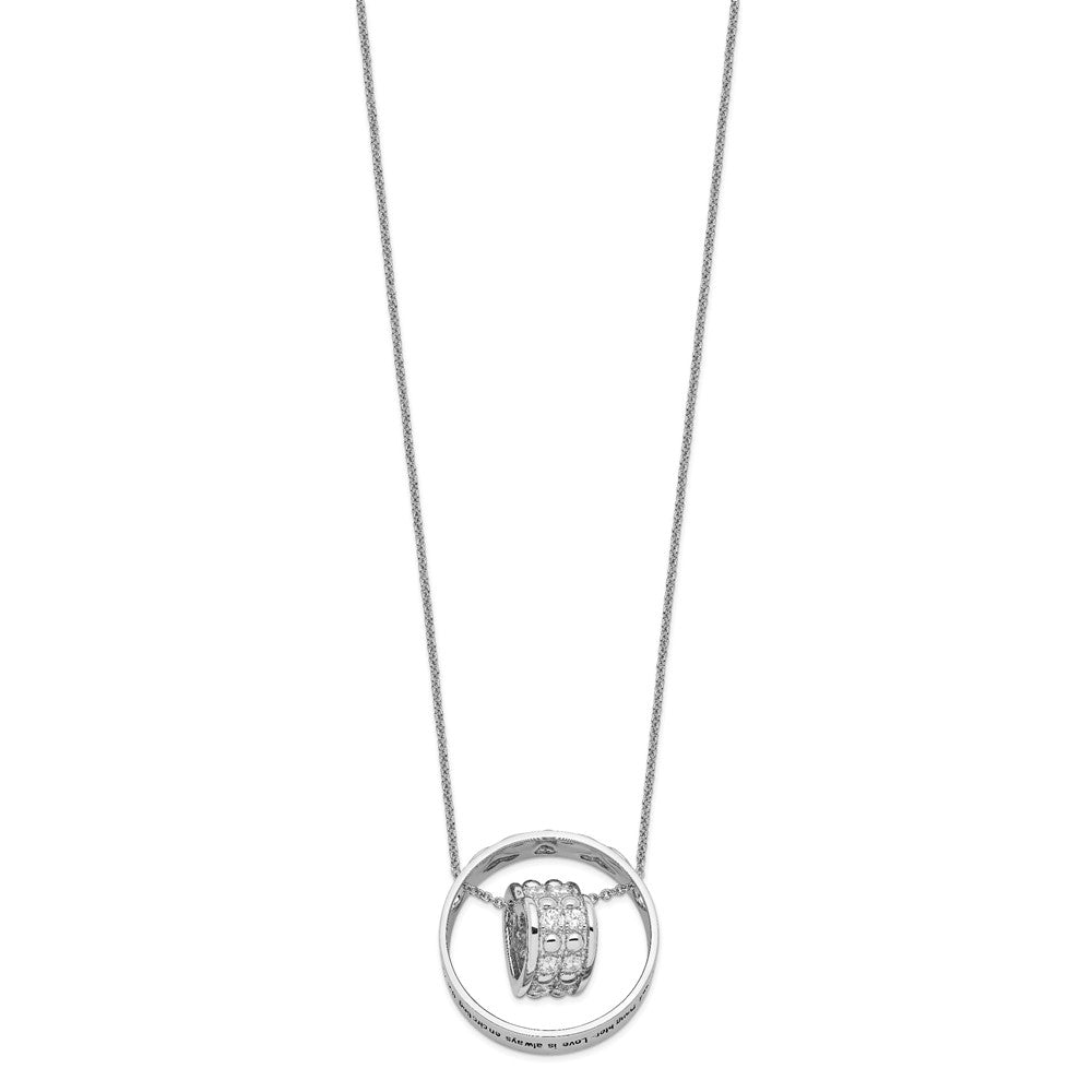 Sentimental Expressions Sterling Silver Rhodium-plated CZ Antiqued Mother and Daughter 18 Inch Necklace 18 Inches