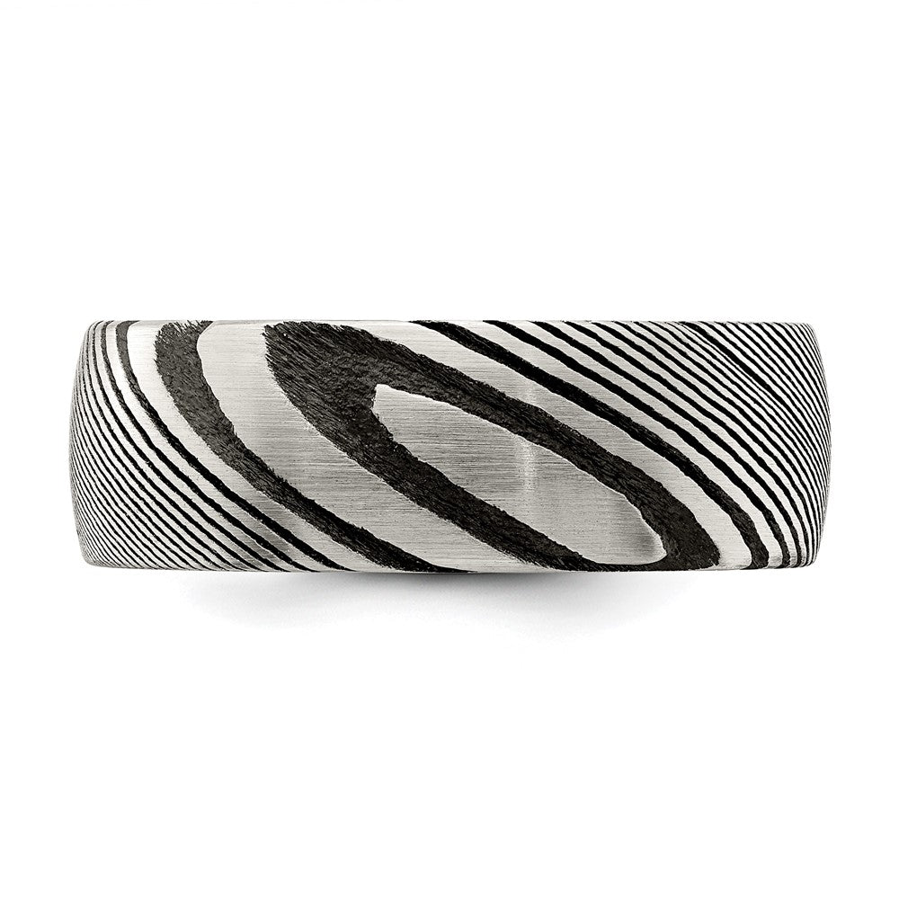 Damascus Steel Polished 8mm Band Size - 10