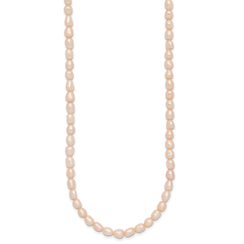 Sterling Silver Rhodium-plate 4-5mm Pink Rice Freshwater Cultured Pearl Children's 13 inch Necklace 13 Inches