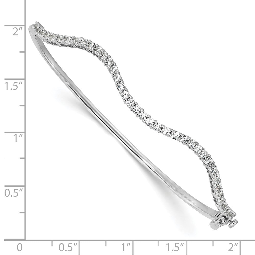 True Origin 14K White Gold 1 carat Lab Grown Diamond VS+ F+ 6.75 in Complete Wavy Bangle