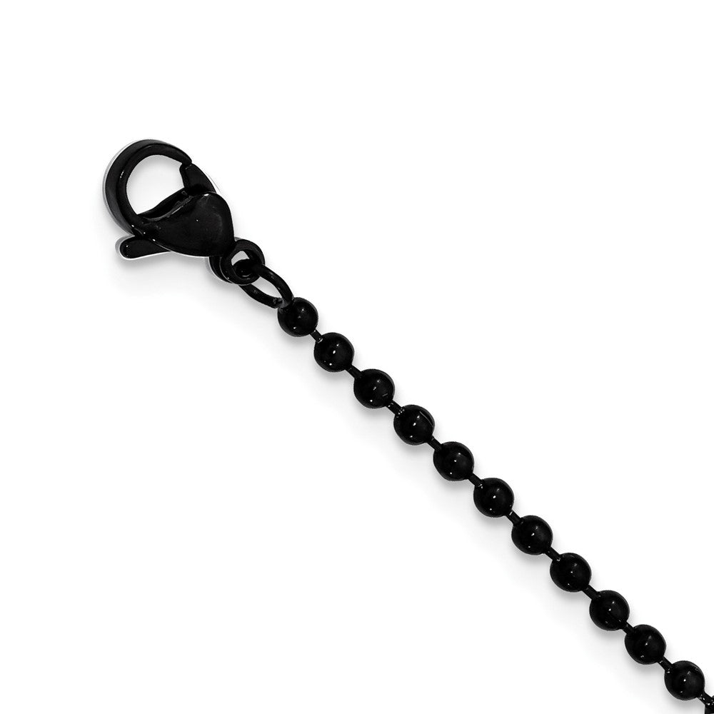 Stainless Steel Polished Black IP-plated Anchor Dog Tag 22in Necklace
