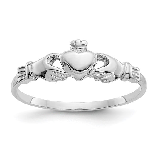 14k White Gold Child's Claddagh Ring Size 4