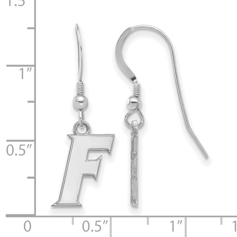 Sterling Silver Rhodium-plated LogoArt University of Florida Letter F Small Dangle Wire Earrings Q-SS064UFL