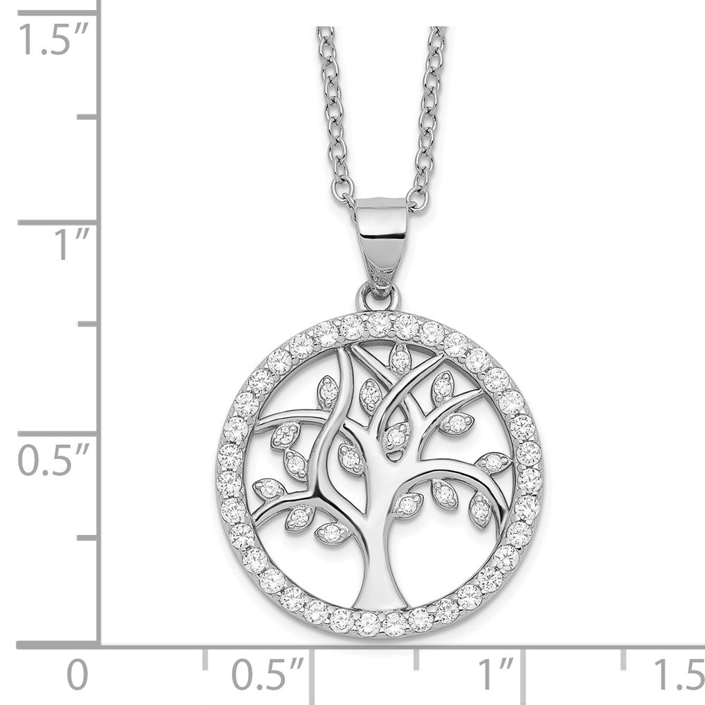 Cheryl M Sterling Silver Rhodium-plated Brilliant-cut CZ Tree Of Life 18 Inch Necklace 18 Inches