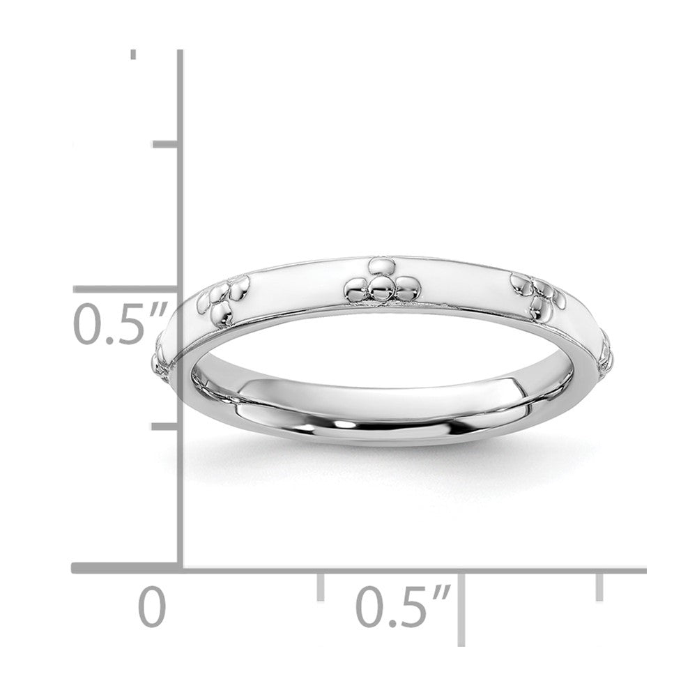 Sterling Silver Stackable Expressions White Enameled Ring