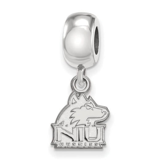Sterling Silver Rhodium-plated LogoArt Northern Illinois University N-I-U Huskies Extra Small Dangle Bead Charm