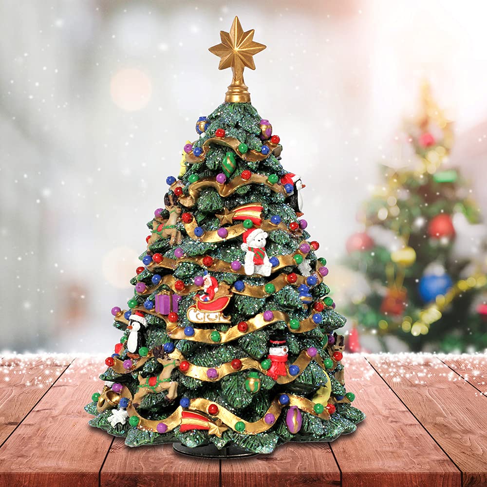 San Francisco Music Box Jingle Bell Rotating Christmas Tree Figurine - Plays O Christmas Tree QGM10661