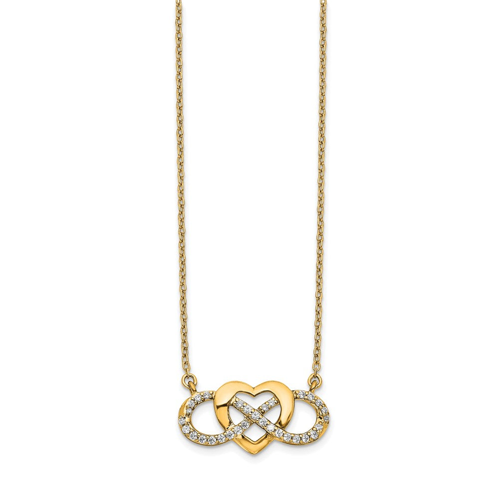 14k Polished 1/5 carat Diamond Infinity with Heart 18 inch Necklace