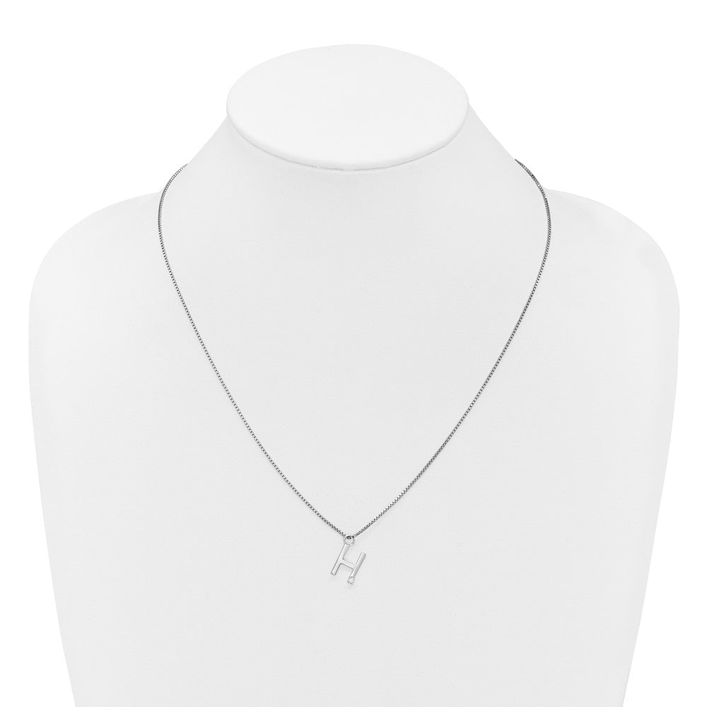 White Ice Sterling Silver Rhodium-plated 18 inch Diamond Letter H Initial Necklace plus 2 inch Extender 18 Inches