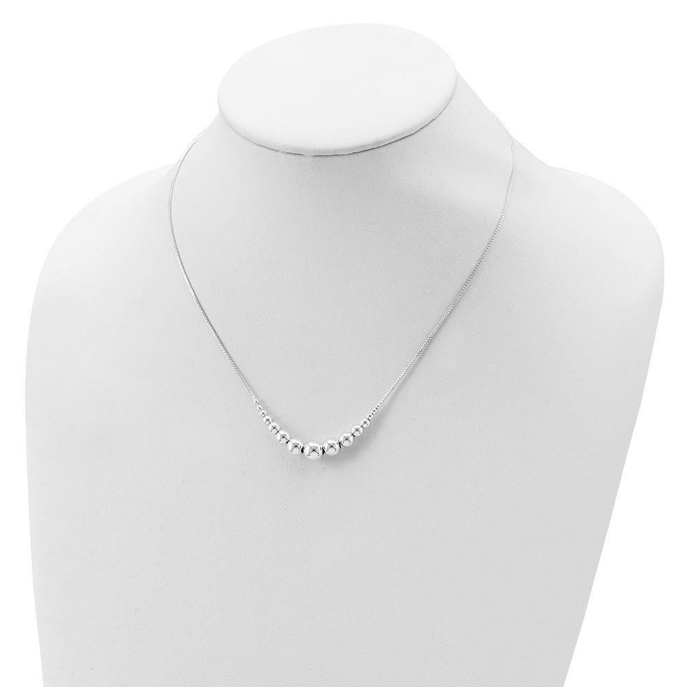 Sterling Silver Graduated Beads Necklace 18 Inches