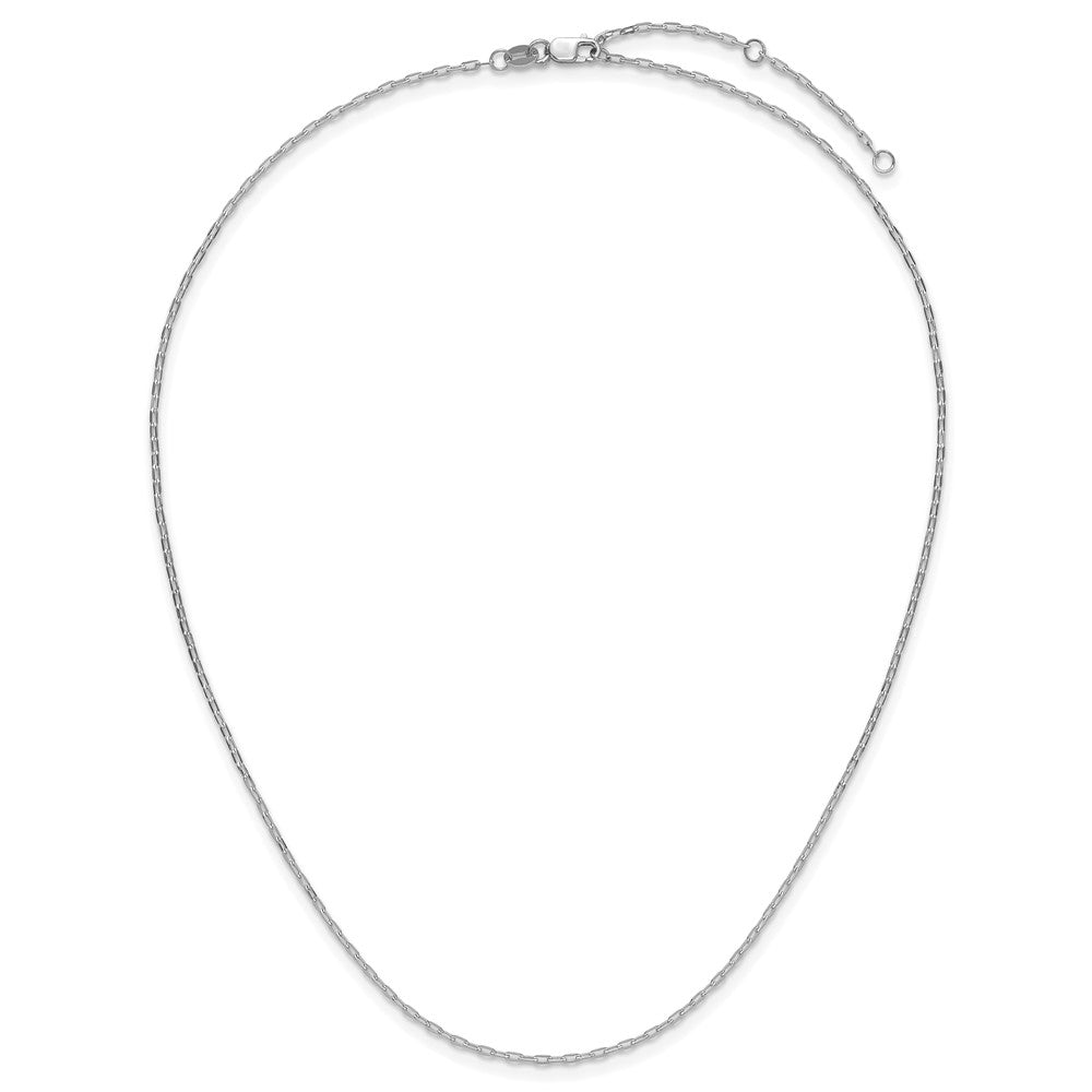 14K White Gold 1.3mm Flat Cable 1in+1in Adjustable Chain
