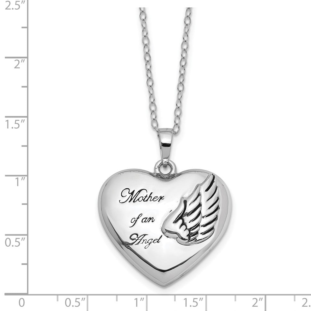 Sentimental Expressions Sterling Silver Rhodium-plated and Antiqued Mother of an Angel Heart Ash Holder 18 Inch Necklace 18 Inches