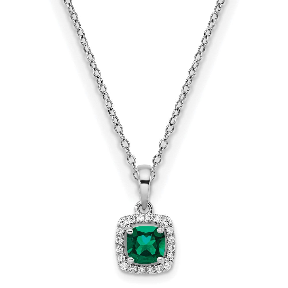 10kw ANT Created Emerald and Diamond Pendant w/ chain