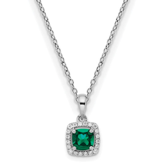 10kw ANT Created Emerald and Diamond Pendant w/ chain