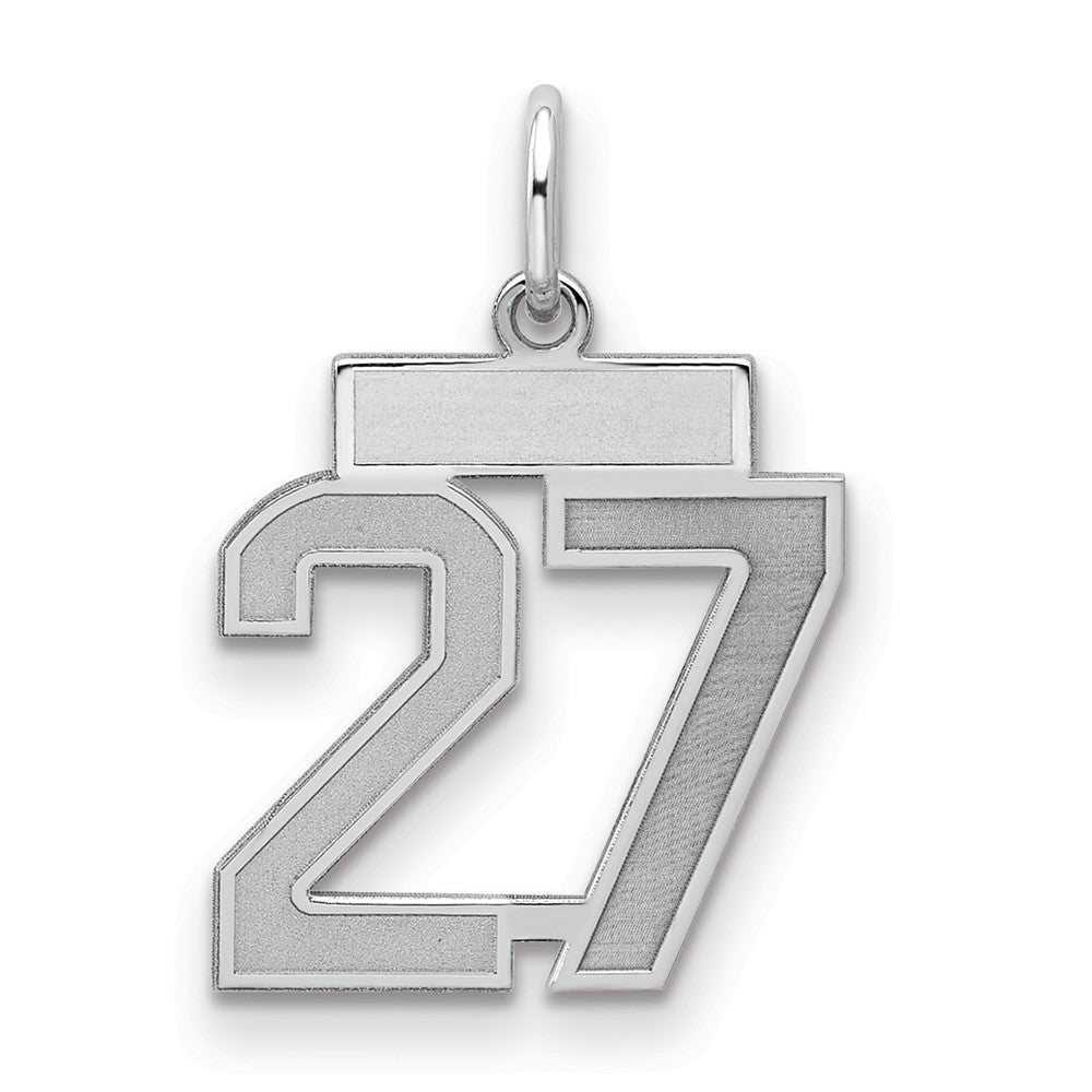 Sterling Silver/Rhodium-plated Satin Number 27 Charm