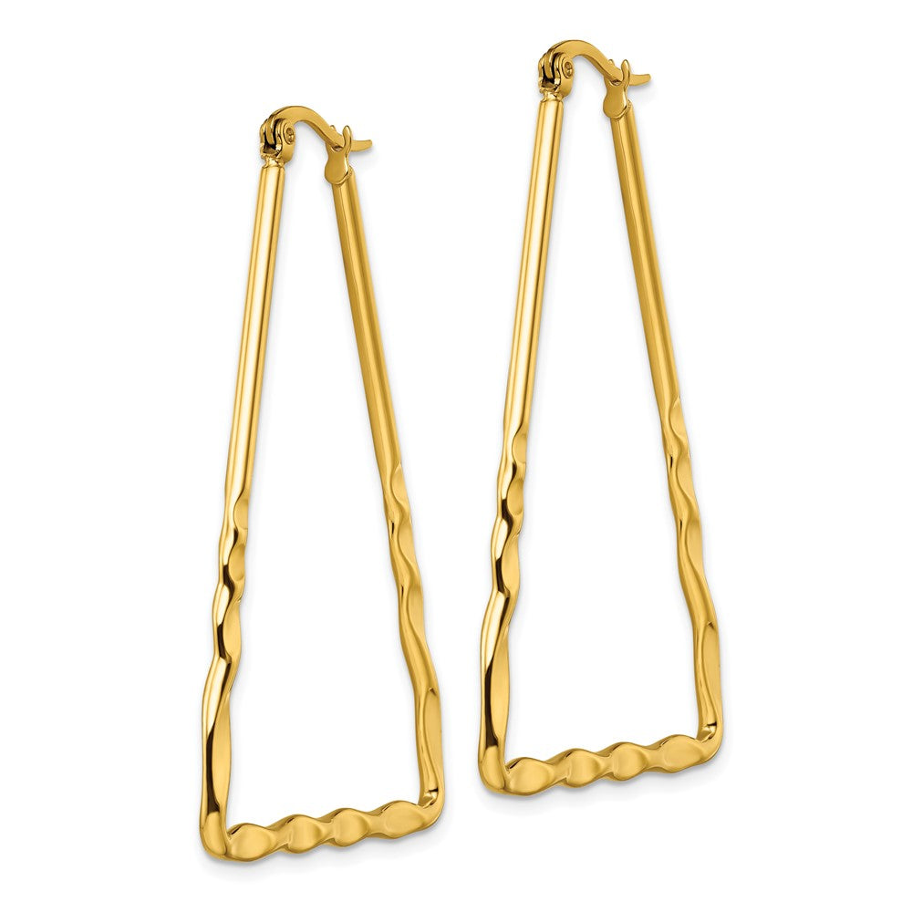 Stainless Steel Polished Yellow IP-plated Triangular Hoop Earrings