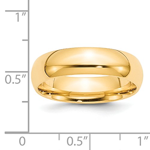 14k Yellow Gold 6mm Standard Weight Comfort Fit Wedding Band Size 5.5