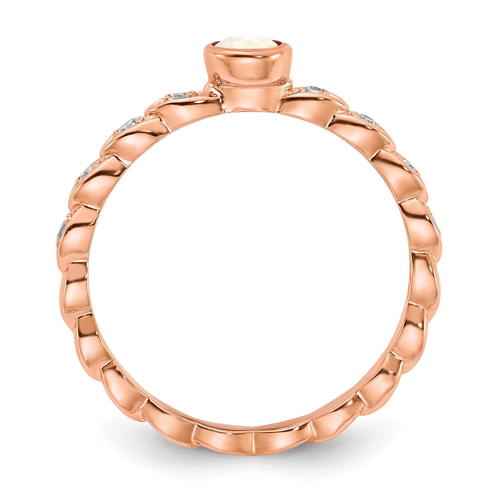 10k & Rhodium Rose Gold Opal & Diamond Ring