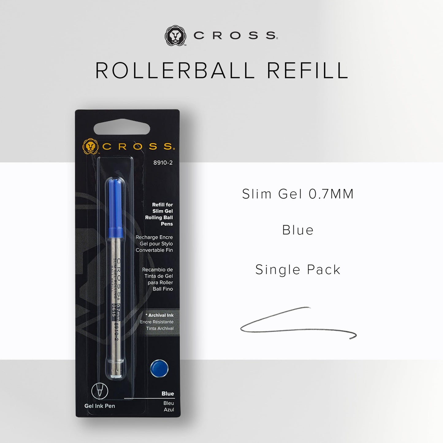 Cross Slim Gel Rolling Ball Refill, Blue, 1Per Card (8910-2)