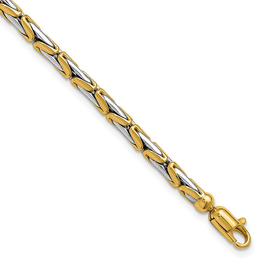 14K Two-Tone Polished Fancy Link Bracelet 7.5  inches