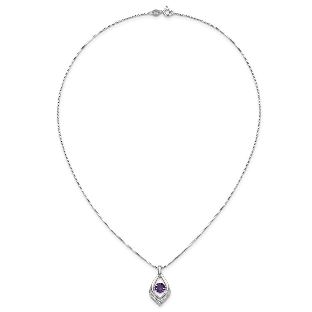 Sterling Silver Amethyst and Diamond 18 Necklace